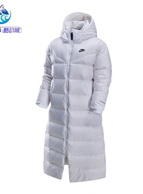 耐克Nike女子冬季百搭休闲长款过膝连帽保暖羽绒服DV0571-010-100