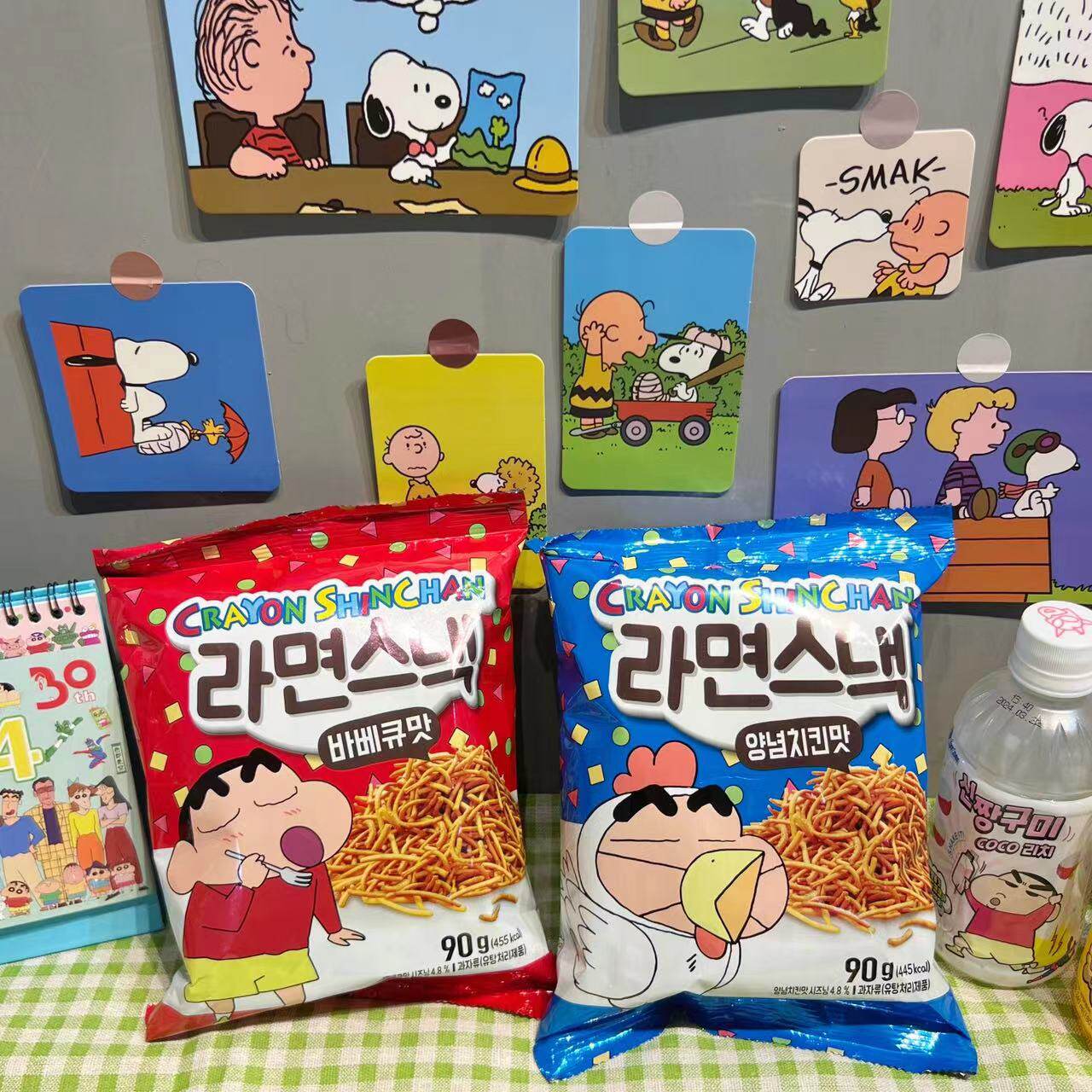 crayon shinchan蜡笔小新韩国膨化零食干脆面烧烤味/洋葱炸鸡味90