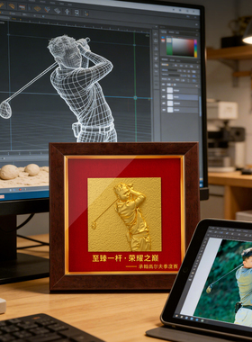 高端定制立体金属人像浮雕画奖牌高尔夫羽毛球相框桌面装饰纪念品