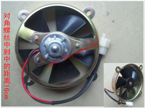 宗申隆鑫五星摩托三轮车改装水冷发动机散热水箱圆形风扇吸风