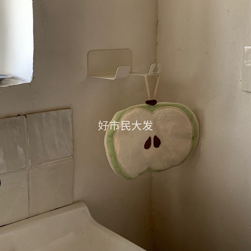 好市民大发 可爱苹果形状可挂式不掉毛吸水厨房卫生间擦手巾毛巾