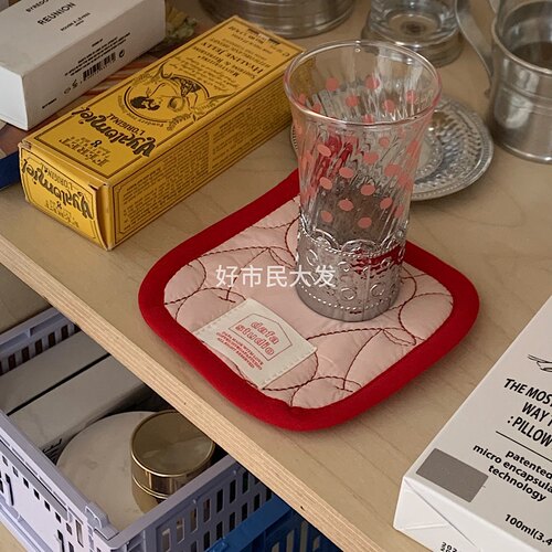 好市民大发 可爱樱桃韩式精致少女心桌面隔热杯垫餐垫摆拍道具ins