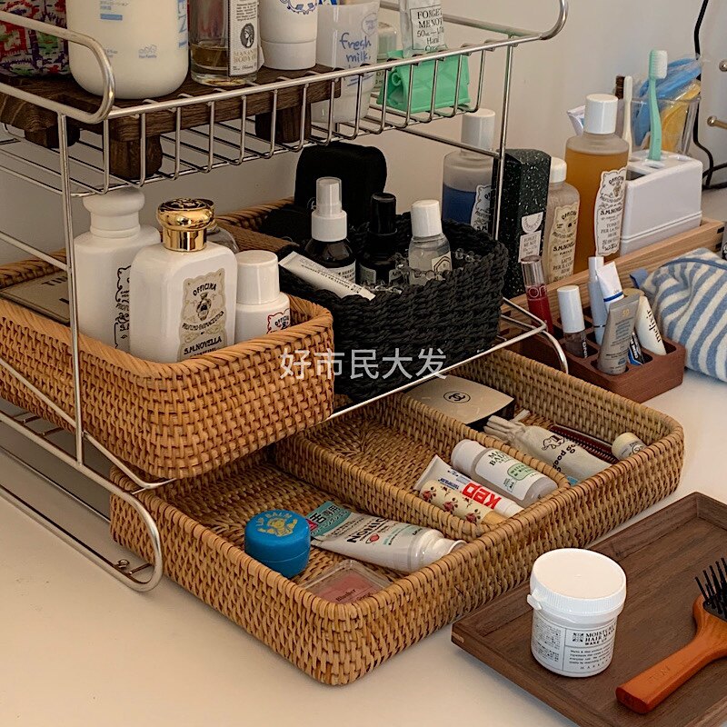 好市民大发藤编桌面收纳筐储物茶几玄关钥匙置物盘方形日式化妆品,收纳整理,其他收纳篮,淘宝优惠券,粉丝福利购,淘宝优惠卷