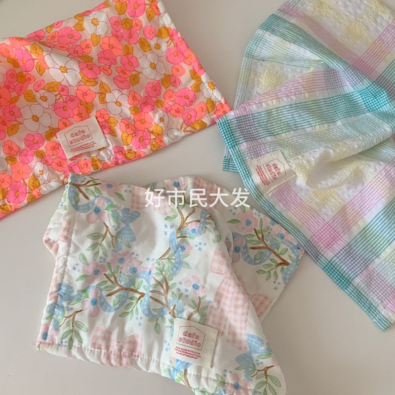 好市民大发 自制荧光格纹花朵杯垫餐垫双面ins方巾装饰布方形厨房