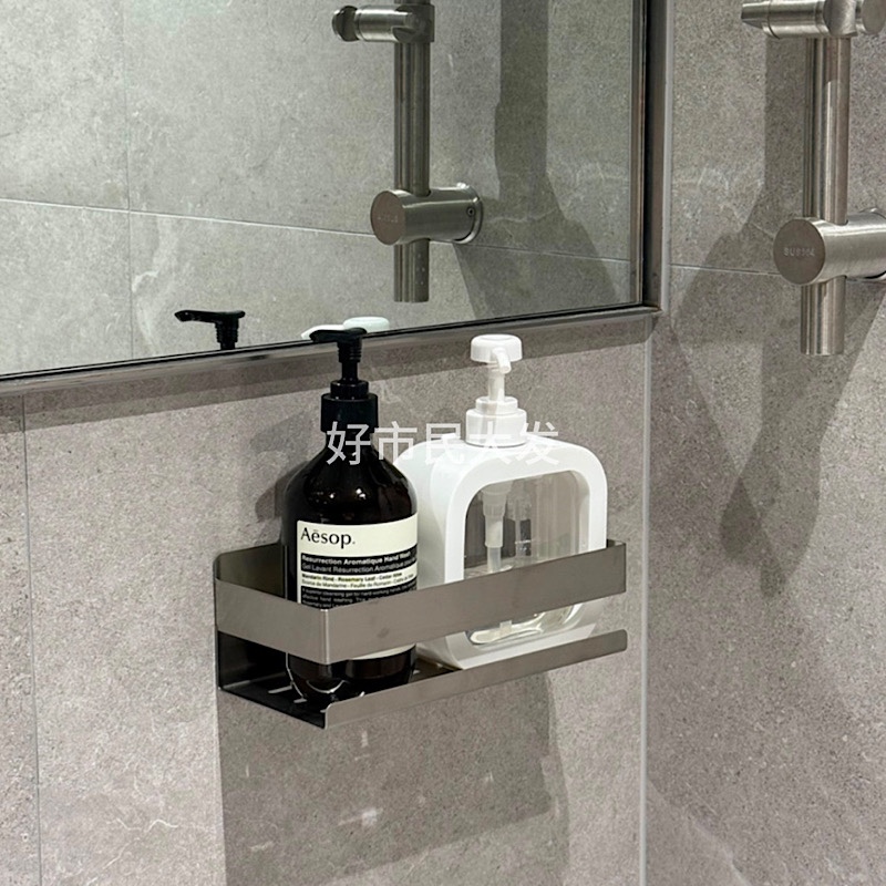 好市民大发 简约304不锈钢浴室免打孔置物架厨房海绵沥水架收纳架