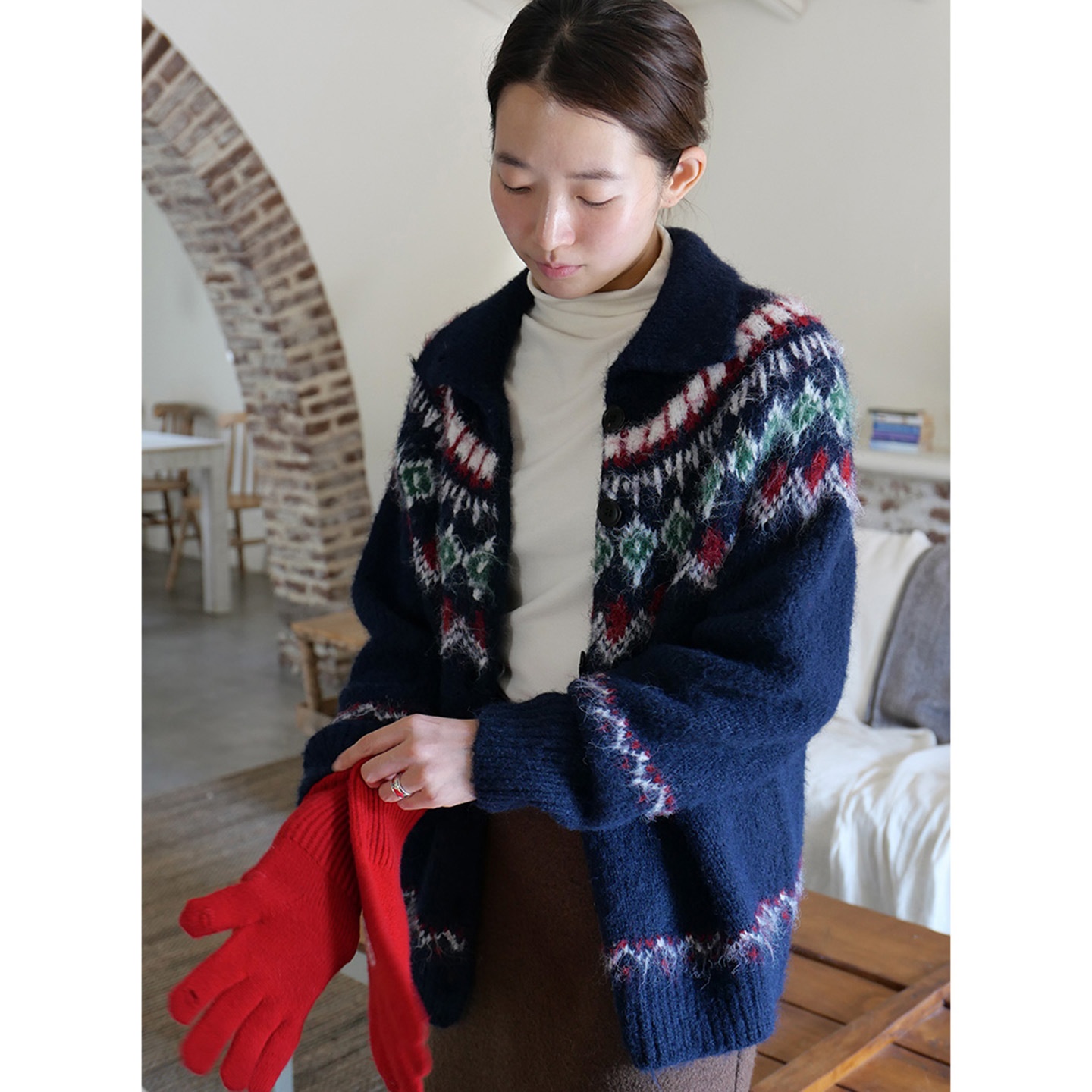 HEART时简 拒绝沉闷 复古时髦气质防风保暖毛衣冬单排扣翻领上衣