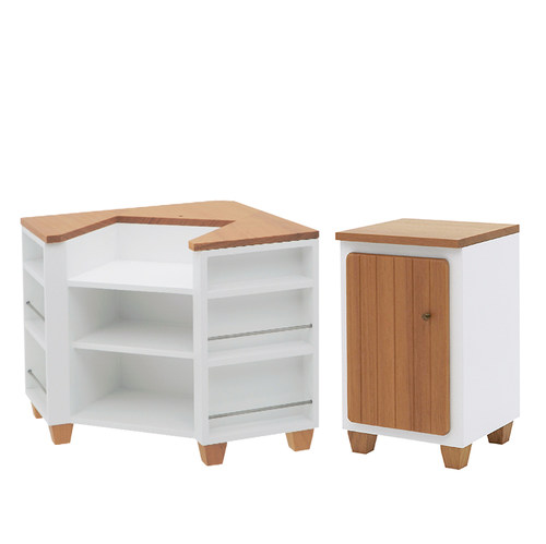 玩具】转角水槽柜 / 单门柜复古 6分bjdblythe兵人娃娃屋迷你模型