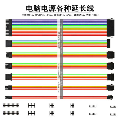电脑主板显卡8p硬盘sata彩虹色