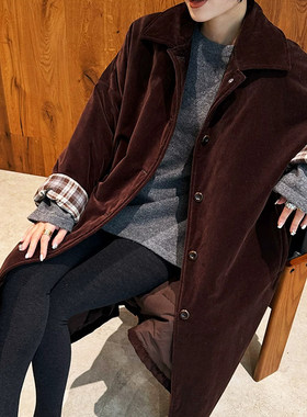 冬季保暖复古廓系中长款棉衣棉服