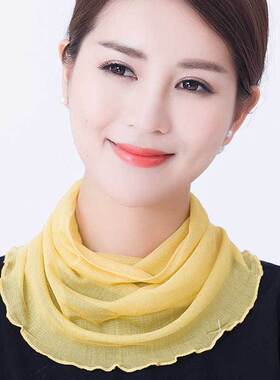 100%桑蚕丝假领子脖套丝巾 针织网眼网布单色真丝围脖套头围巾