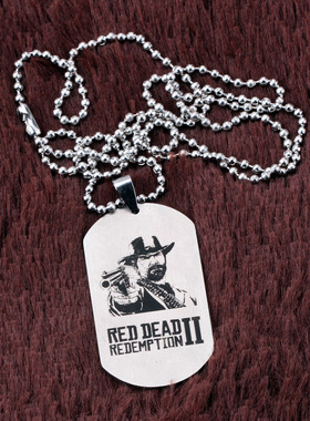 荒野大镖客2大表哥2钥匙链不锈钢钥匙扣个性饰品项链挂件军牌街头