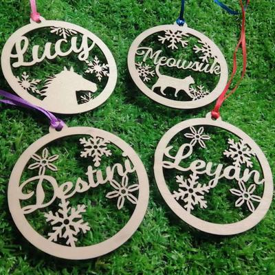 新年圣诞树挂饰礼物名字牌装饰吊牌挂件礼品木制悬挂logo木牌定制