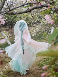 颖雅 汉服女炫彩白色斗篷大摆仙气连帽披风 兜帽斗篷古风华服
