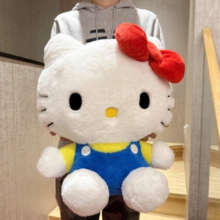 毛绒公仔凯蒂猫大号玩偶抱枕 背带裤 三丽鸥日本正品 hellokitty经典