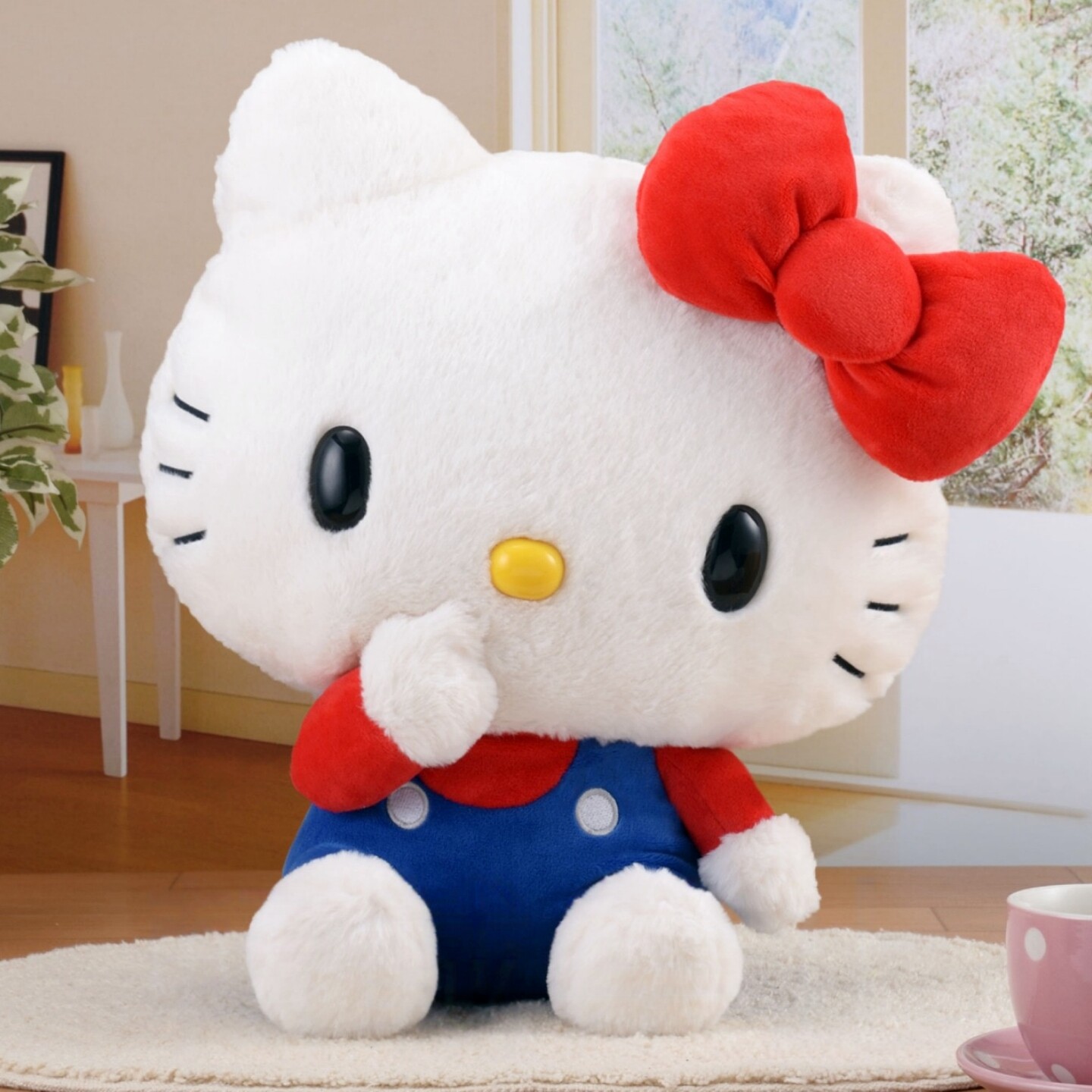 日本三丽鸥正版歪头hello kitty毛绒公仔大号玩偶凯蒂猫抱枕kt猫
