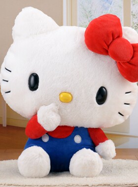 日本三丽鸥正版歪头hello kitty毛绒公仔大号玩偶凯蒂猫抱枕kt猫