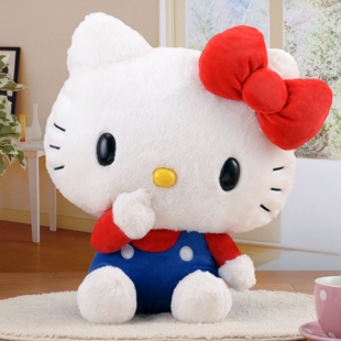 日本三丽鸥正版歪头hello kitty毛绒公仔大号玩偶凯蒂猫抱枕kt猫