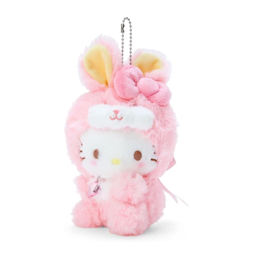 日本正版三丽鸥hellokitty毛绒公仔挂件粉色兔耳凯蒂猫复活节挂饰