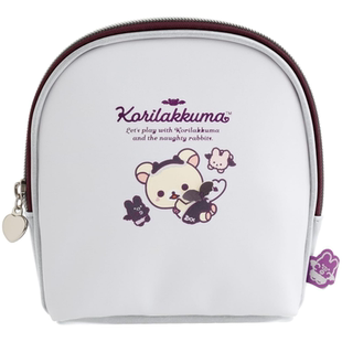 日本正版小恶魔轻松熊妹妹皮质化妆包女生手拿包收纳袋rilakkuma