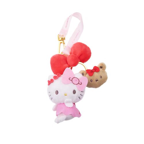 日本正版50周年限定hello kitty蝴蝶结小熊凯蒂猫毛绒公仔小挂件