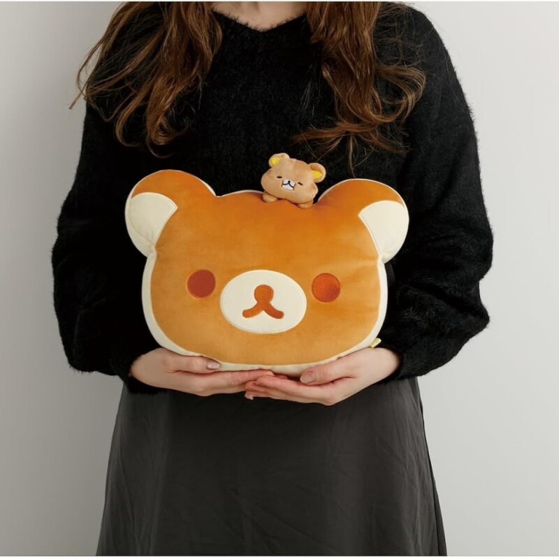 日本正版轻松熊毛绒松饼抱枕靠垫柔软沙发椅靠枕rilakkuma拉拉熊