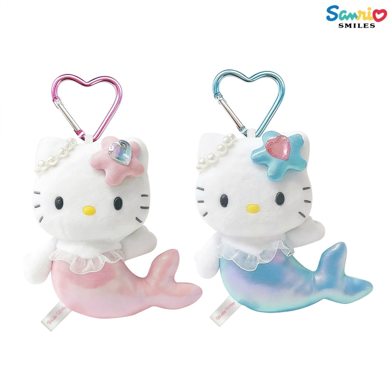 日本正品三丽鸥hello kitty闪钻美人鱼毛绒公仔挂件钥匙链凯蒂猫