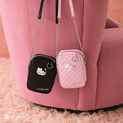 日本三丽鸥正版hellokitty链条皮质单肩包可爱女斜挎包邮差手机包