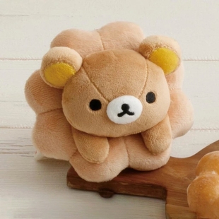 日本正版新款轻松熊甜甜圈毛绒公仔小挂件钥匙链趴rilakkuma潮玩