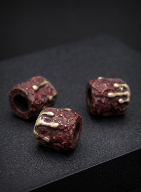 手雕作品 火山熔岩 EDC隔珠桶珠EDC伞绳刀坠手环钥匙坠DIY吊坠