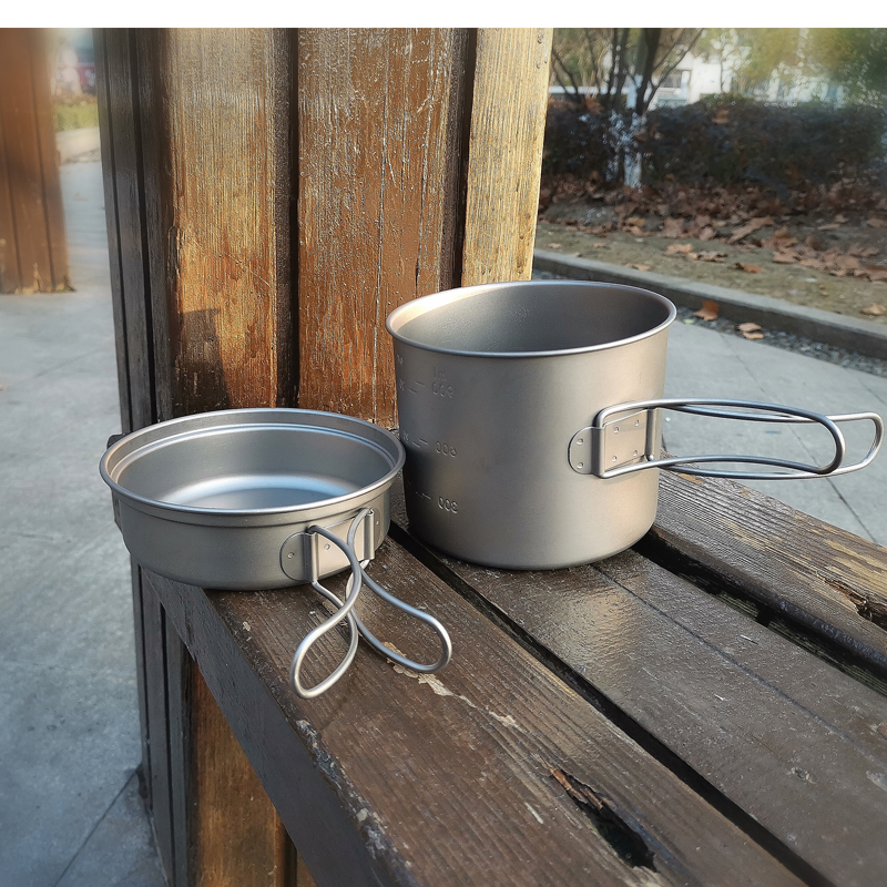 纯钛双人单人套锅野营锅户外煎盘便携锅具炊具钛锅钛餐具露营登山