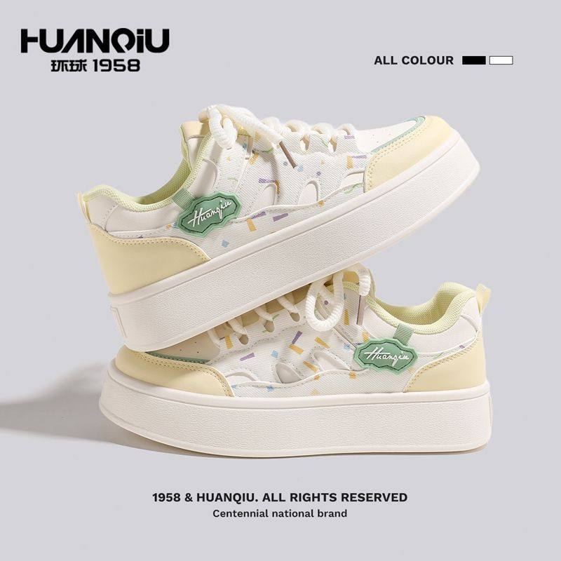 环球板鞋女秋季厚底小白鞋学生增高鞋子2025新款休闲鞋小众设计