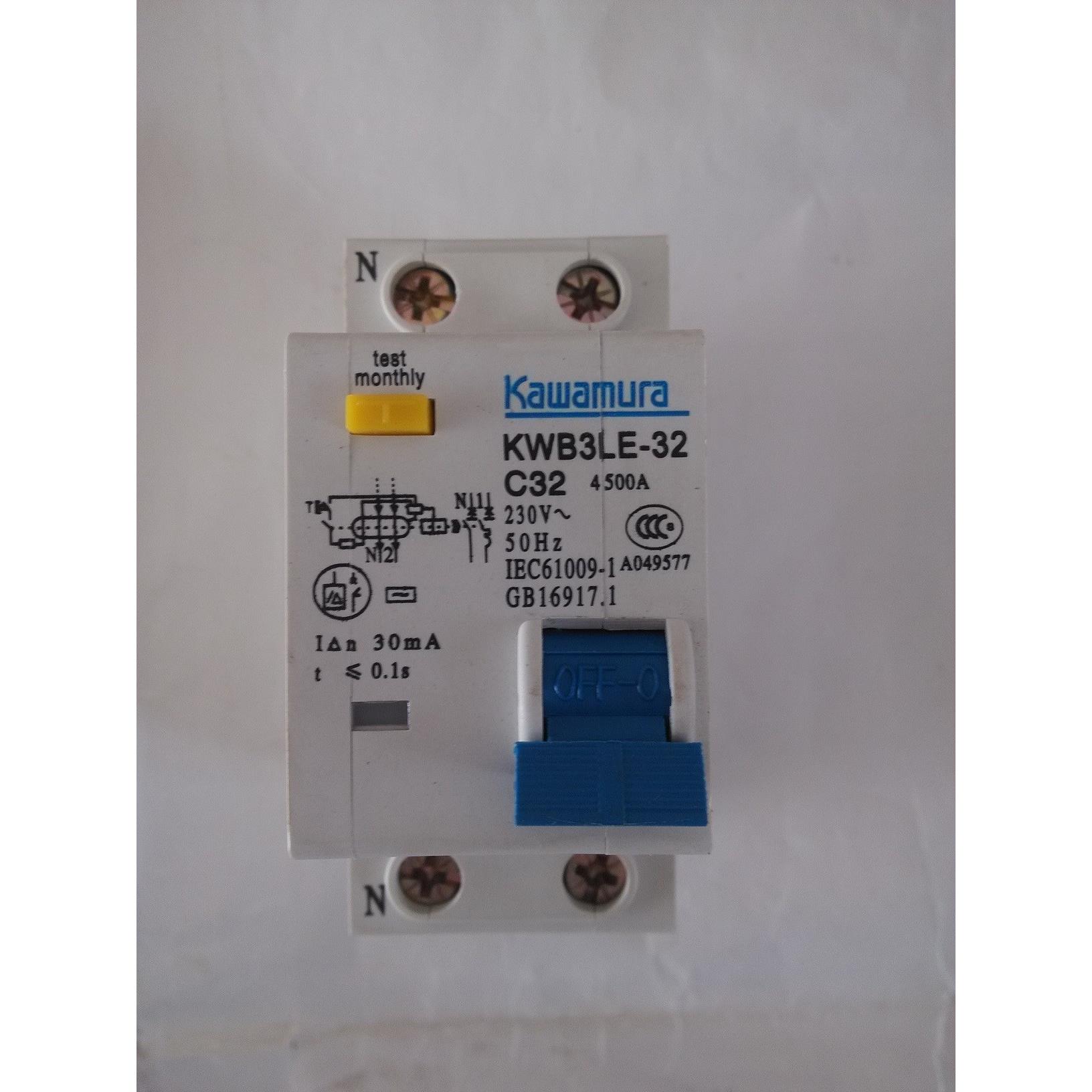 议价KWB3LE-32 C32 漏电保护开关Kawamura 230V 50Hz 32A