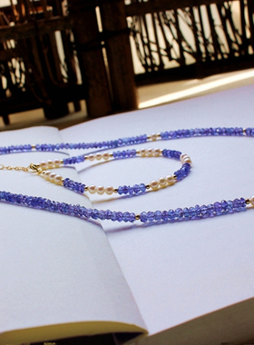 坦桑石项链蓝紫色宝石锁骨链手链