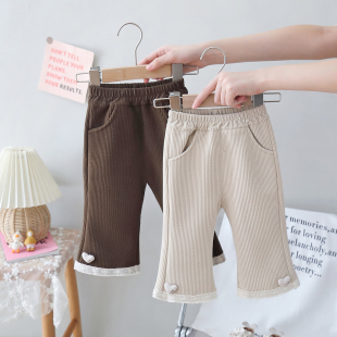 子女宝宝灯芯绒休闲裤 童装 婴儿童棉裤 女童加绒加厚爱心喇叭裤 冬装