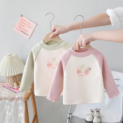 圆领韩版樱桃加绒加厚打底衫百搭