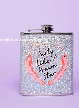 英国SkinnyDip趣味镭射贴纸不锈钢随身酒壶 户外酒壶酒瓶