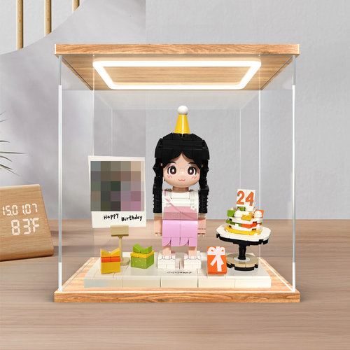 亚克力展示盒适用方仔照相馆照片乐高手办积木定制人像防尘收纳盒