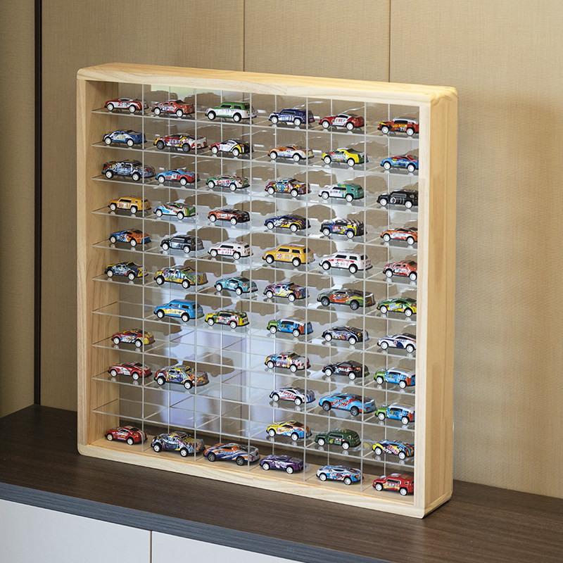 家用玩具车模展示柜多美卡汽车实木收纳盒美致车模亚克力格子tomy