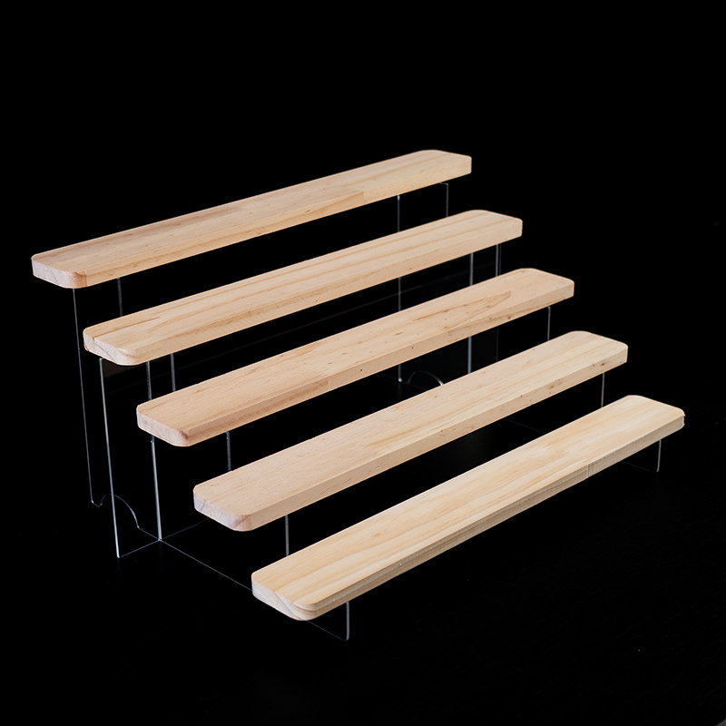 阶梯式展示架木质桌面多层置物架香水咖啡杯收纳架盲盒手办陈列架