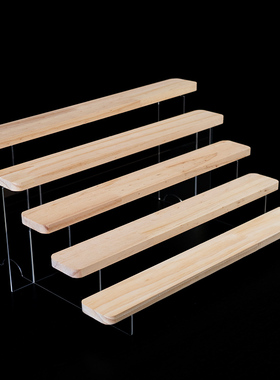 阶梯式展示架木质桌面多层置物架香水咖啡杯收纳架盲盒手办陈列架