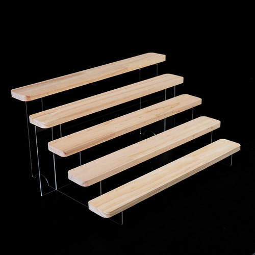 阶梯式展示架木质桌面多层置物架香水咖啡杯收纳架盲盒手办陈列架