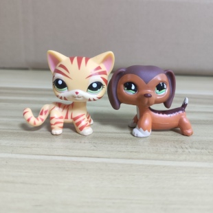 Q版宠物 lps pet微型的 萨凡纳腊肠狗拼老虎猫 小孩生日礼物玩具