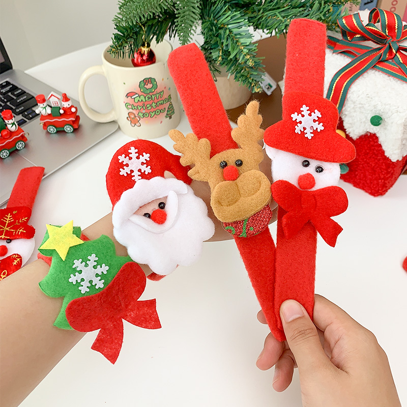 圣诞节礼物啪啪圈儿童手环2025新款毛绒可爱创意幼儿园活动小礼品