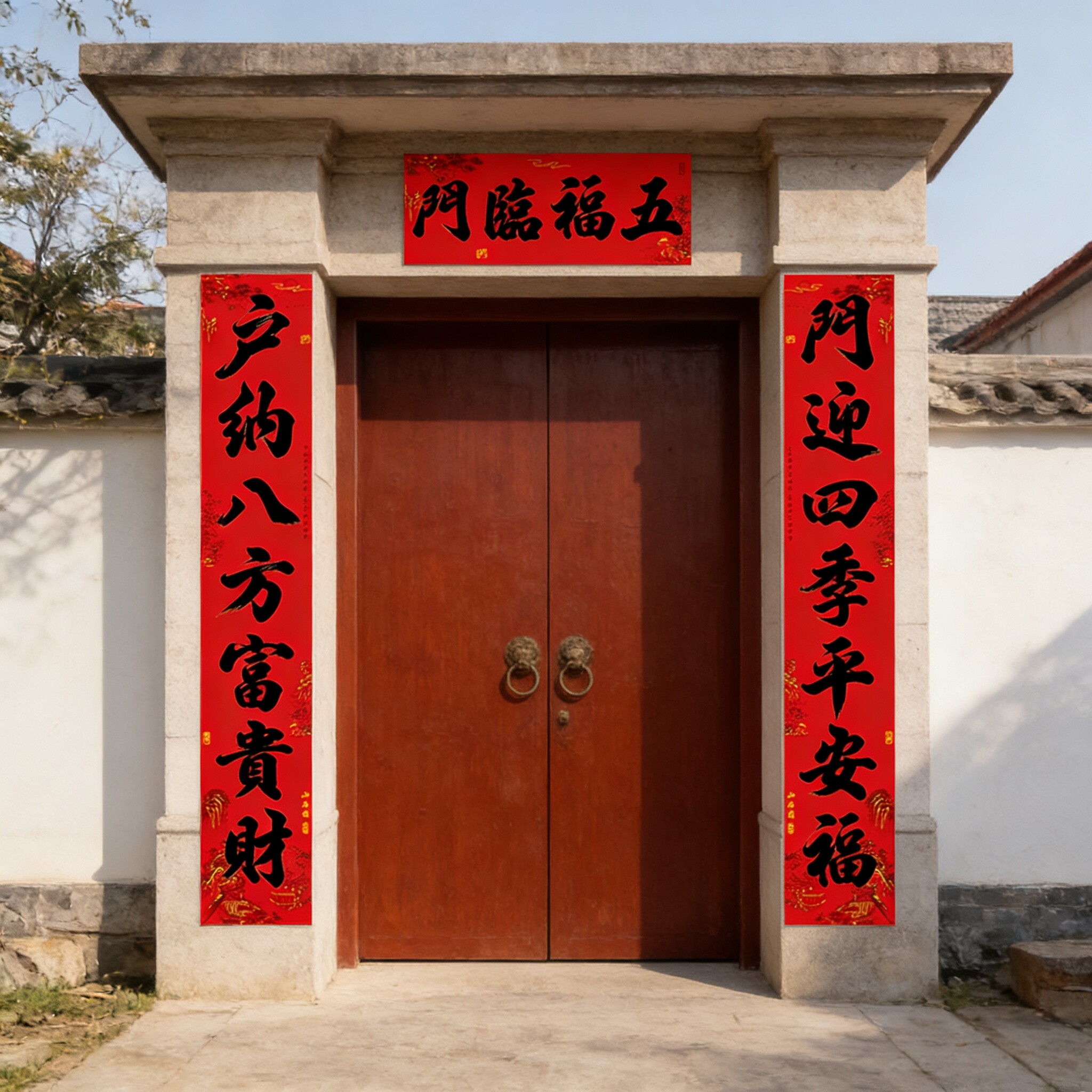 对联2026新款马年过年家用大门新年装饰门贴防水防晒福字背胶春联 - 实物图