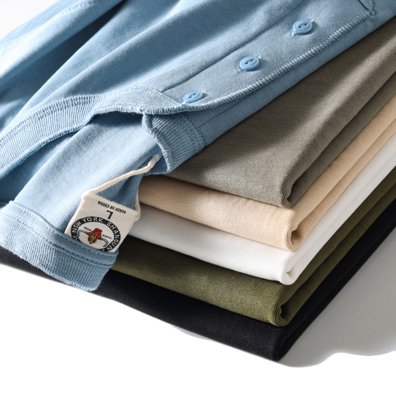 美式300g重磅纯棉亨利衫男短袖全棉体恤外贸出口男装阿美咔叽T恤