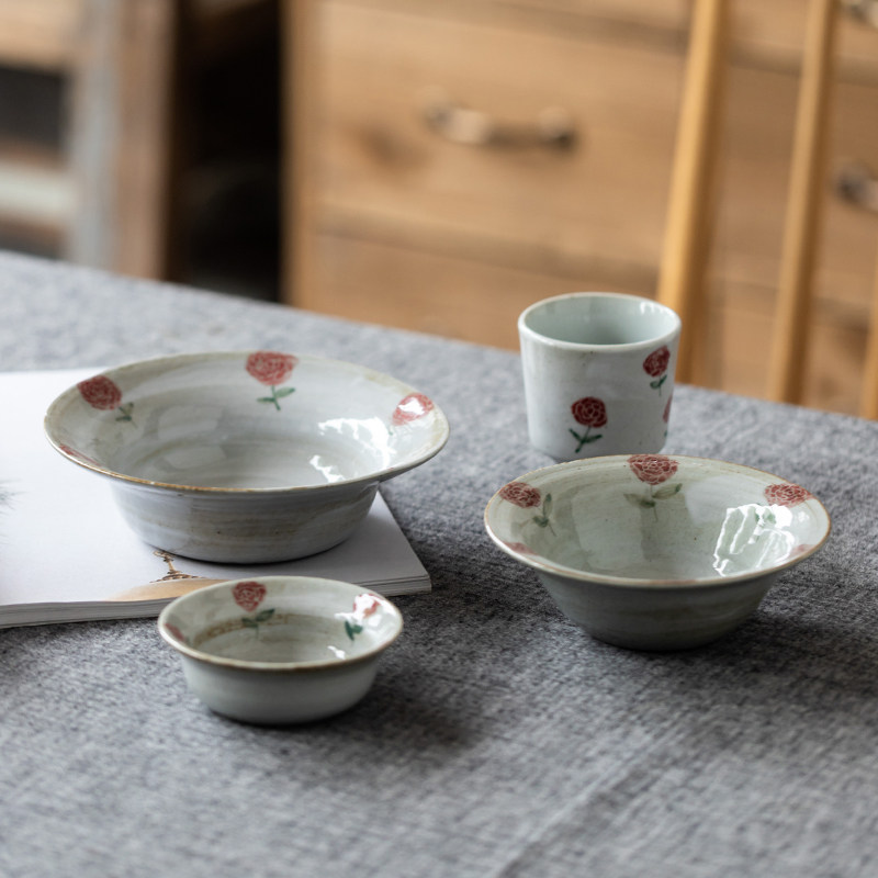 Hand painted Antique Rose Japanese style creative breakfast cup