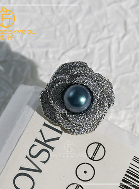 DIY配件 铜镀18k金锆石山茶花施家珍珠戒指开口可调节戒指托