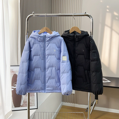 2025冬季新款男女童儿童中大童纯色连帽加厚保暖白鸭绒羽绒服外套