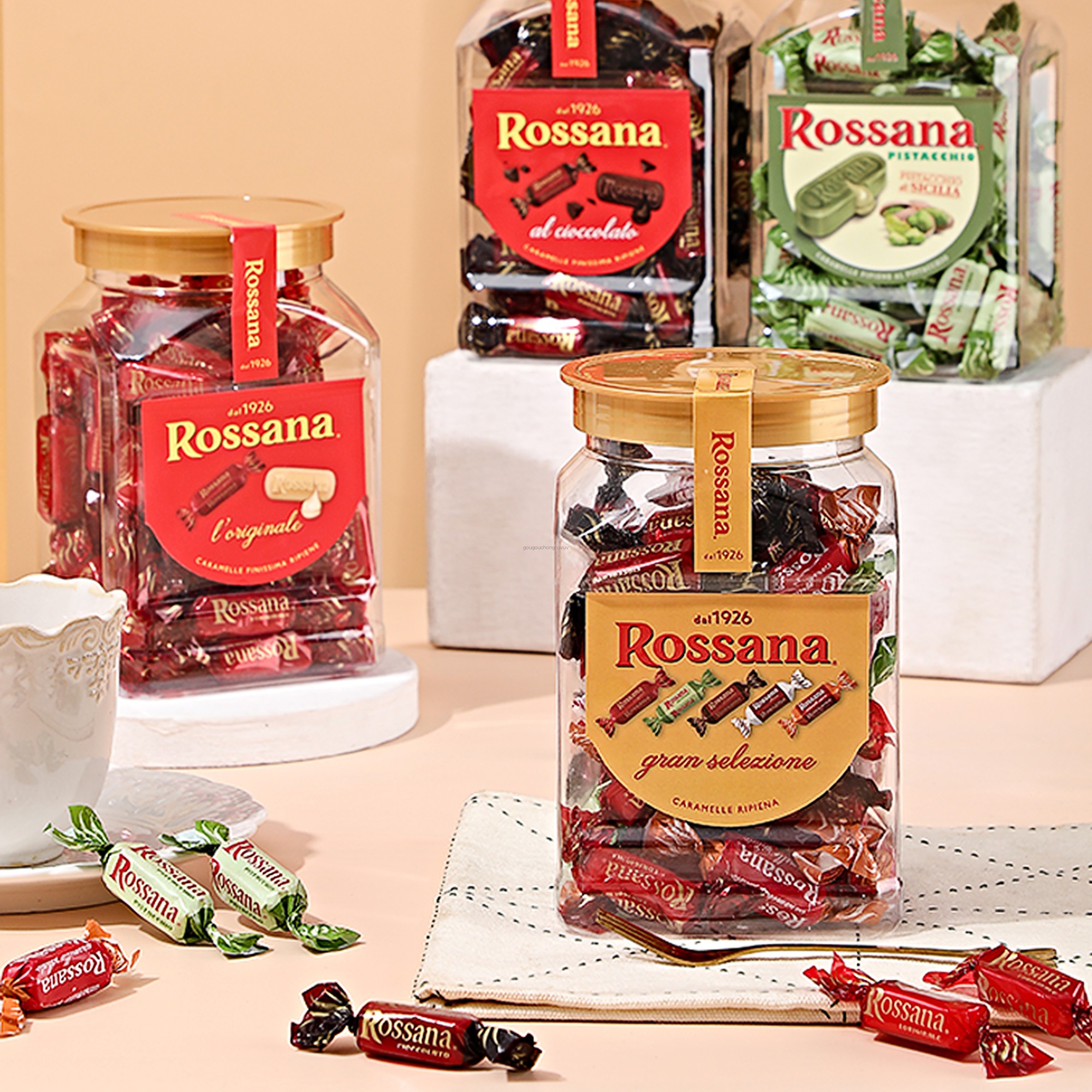 Rossana什锦坚果榛子流心糖罐装
