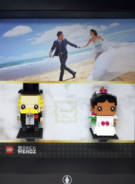 创意收纳相框适用LEGO乐高定制婚礼男女40383 40384大方头仔